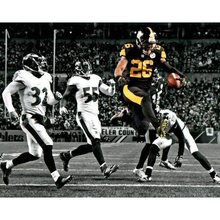 Le'Veon Bell In Color Rush Hurdle Over Ravens Spotlight Unsigned 8X10 Photo