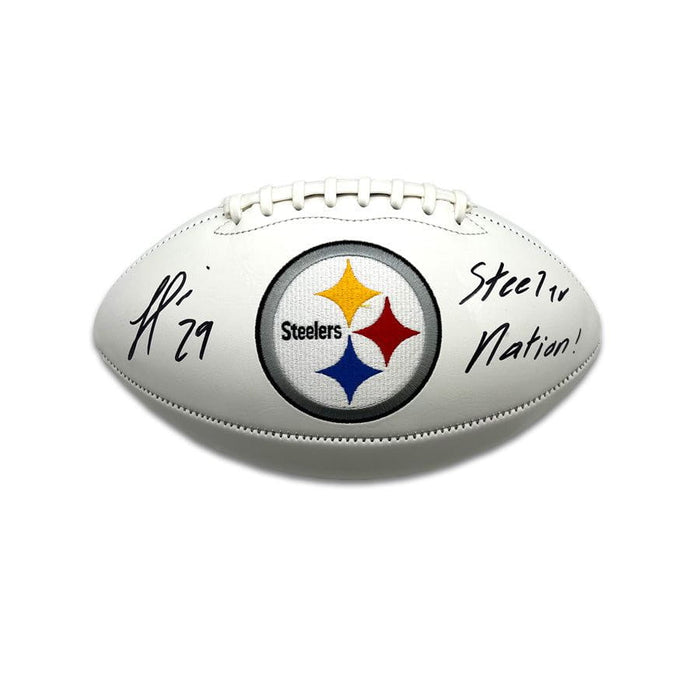 Levi Wallace Signed Pittsburgh Steelers White Logo Football with 'Steeler  Nation'