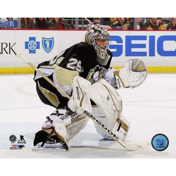 Marc-Andre Fleury with Black Jers. and White Pads 8x10 Photo - Unsigned