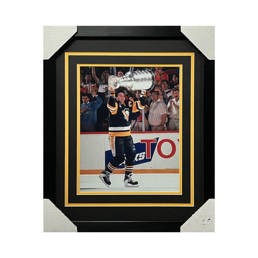 Mario Lemieux Unsigned Raising Stanley Cup on the Ice 11x14 Photo - Professionally Framed