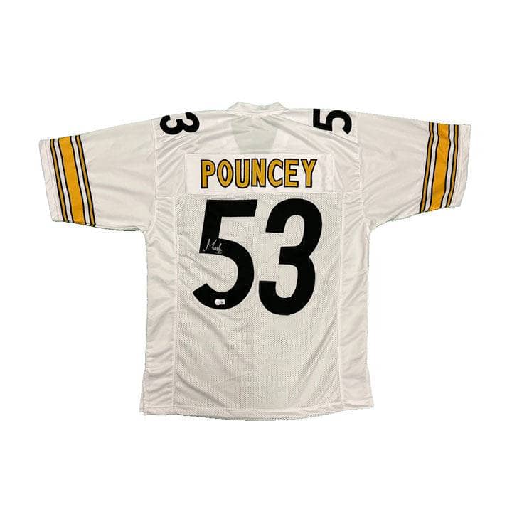 TSE Shop Maurkice Pouncey Signed Custom Pro-Style White Away Jersey with 9x PB (Damaged)