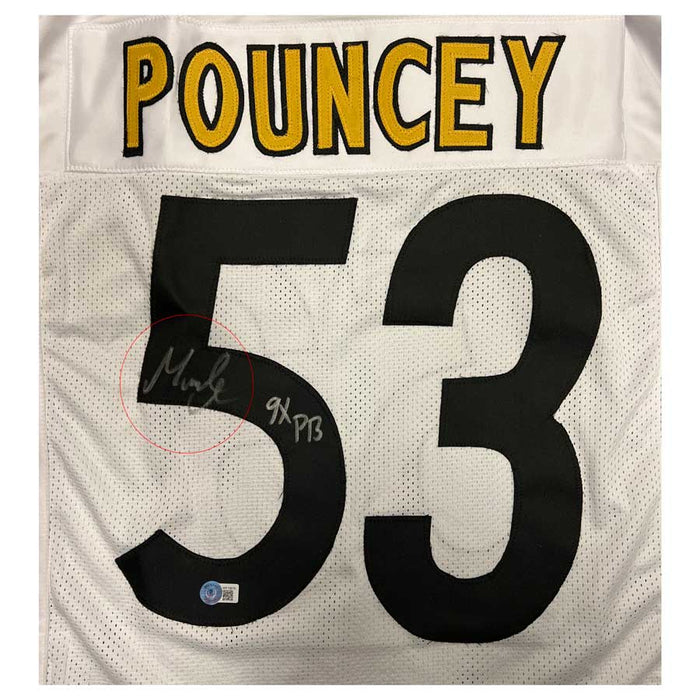 Maurkice Pouncey Signed Custom Pro-Style White Away Jersey with "9X PB" (DAMAGED)