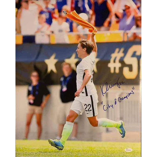 Meghan Klingenberg Signed Waving Terrible Towel 16X20 Photo With City Of Champions