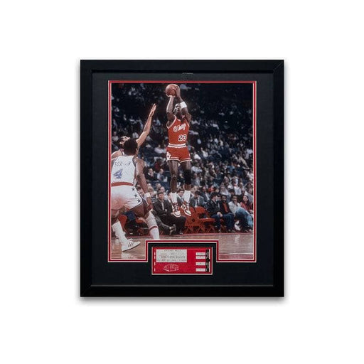Michael Jordan Jump Shot Unsigned 16x20 Photo with Replica Ticket - Professionally Framed