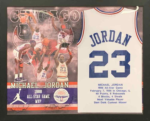 Michael Jordan Unsigned White 1988 All-Star Stat Custom Basketball Jersey - Professionally Framed