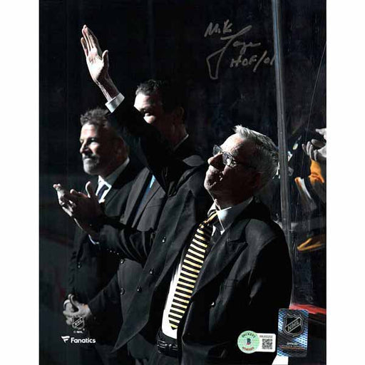 Mike Lange Autographed Waving to Crowd 8x10 Photo with "HOF 01"