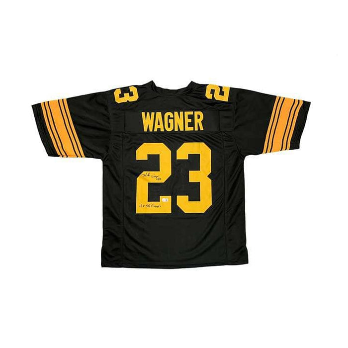 Mike Wagner Autographed Custom Alternate Football Jersey with 4X SB Champs
