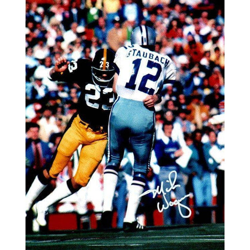 Mike Wagner Signed Tackling Staubach 8X10 Photo