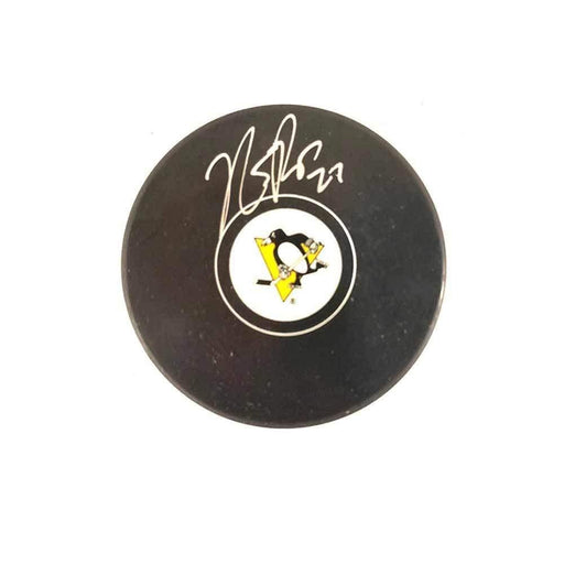 Nick Bjugstad Signed Pittsburgh Penguins Logo Puck