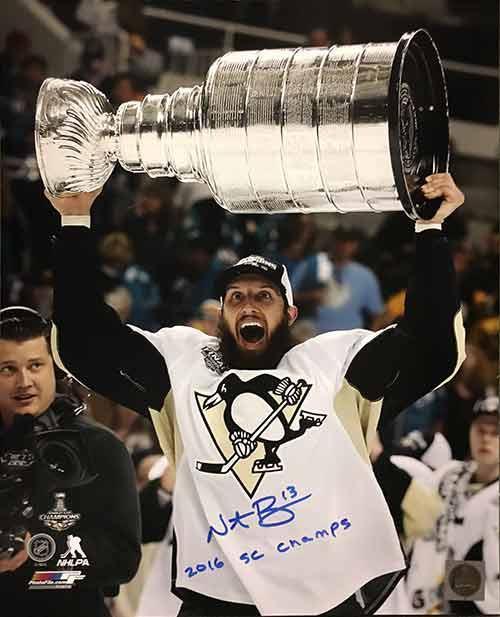 Nick Bonino Autographed Raising the Cup 16x20 Inscribed "2016 SC Champs"