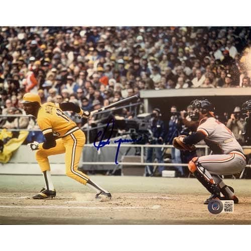 Omar Moreno Autographed Batting in All Yellow 8x10 Photo