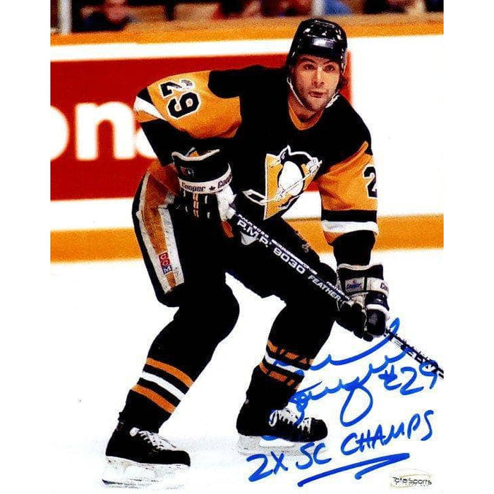 Phil Bourque Signed Stick Down In Black 8X10 Photo With "2X Sc Champs"