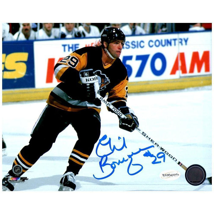 Phil Bourque Signed Stick on Ice in Home Jers. 8x10 Photo