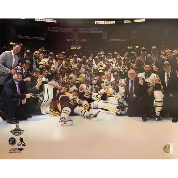 Pittsburgh Penguins Unsigned 2017 Stanley Cup Team Posed Celebration 16X20 Photo