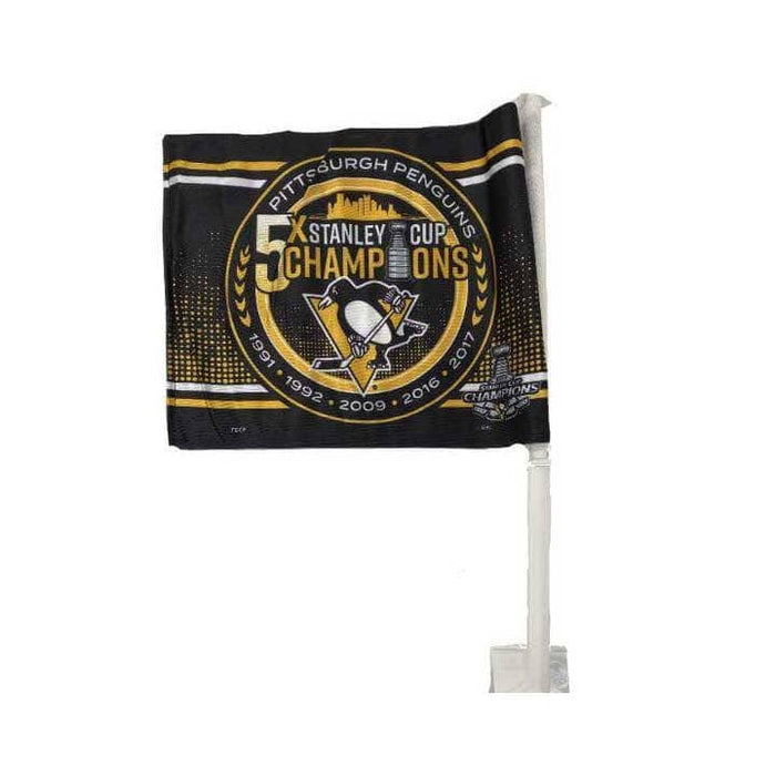 Pittsburgh Penguins 5x Stanley Cup Champions Car Flag