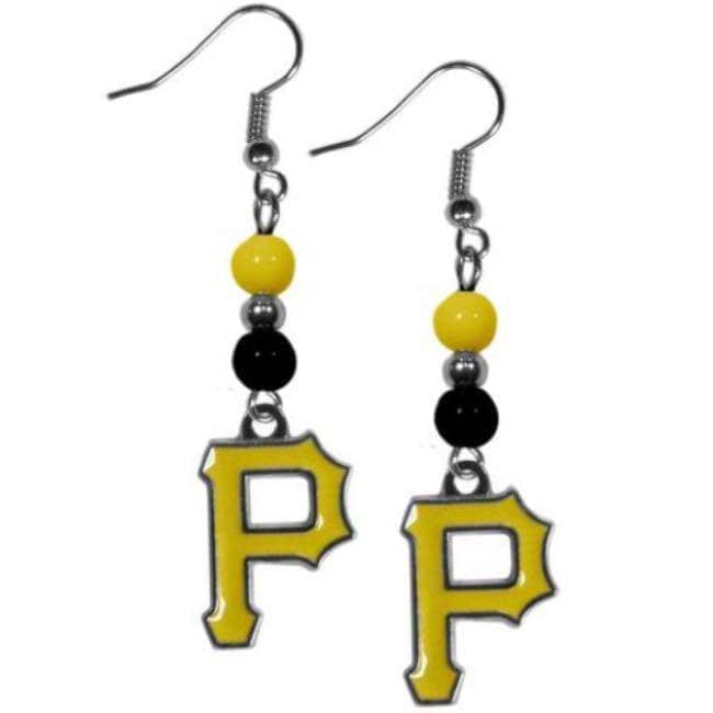 Pittsburgh Pirates Black Gold Beaded Logo Earrings