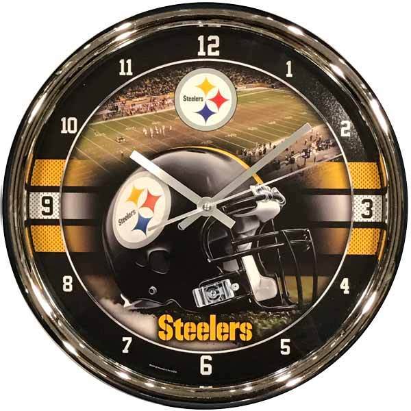 Pittsburgh Steelers Chrome Clock