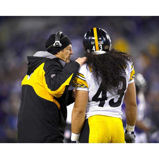 Pre-Sale: Dick Lebeau Pittsburgh Steelers Talking with Troy Polamalu Photo (Includes HOF 10)