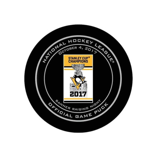 Pre-Sale: Evgeni Malkin Signed Pittsburgh Penguins Official 2017 Banner Game Model Puck