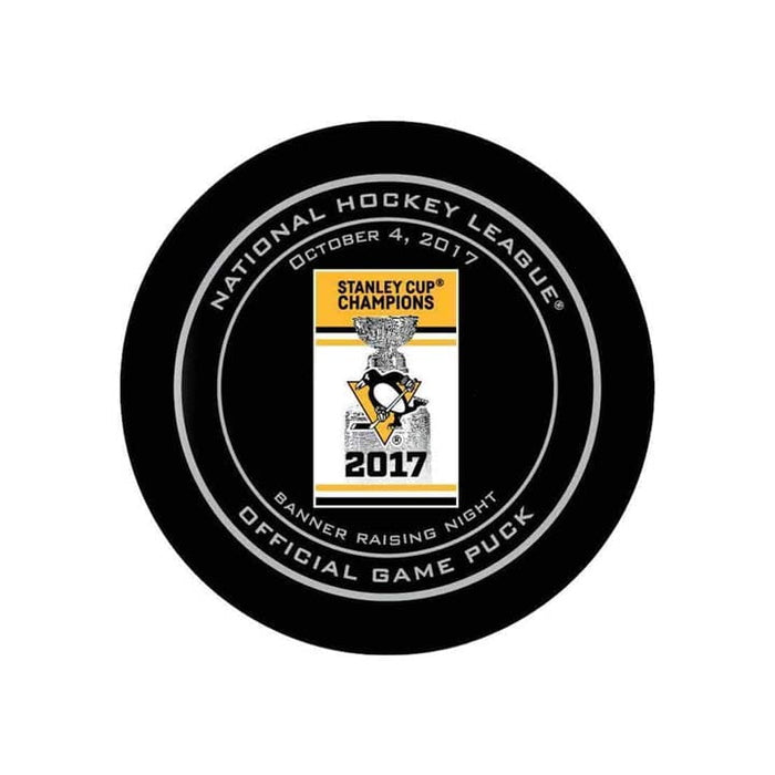 Pre-Sale: Evgeni Malkin Signed Pittsburgh Penguins Official 2017 Banner Game Model Puck