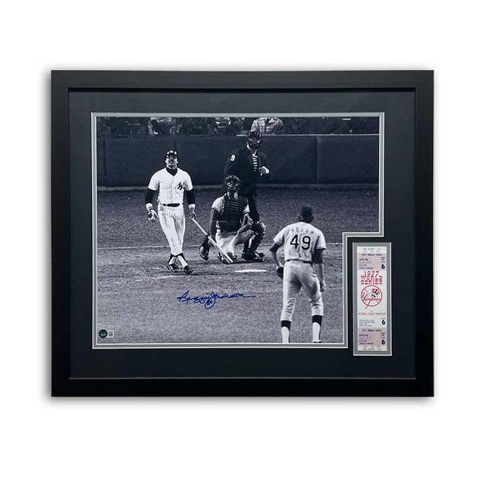 Reggie Jackson Signed Watching Home Run 16x20 Photo with Replica Game Ticket - Professionally Framed