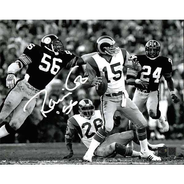 Robin Cole Signed About to Hit QB B&W 8x10 Photo