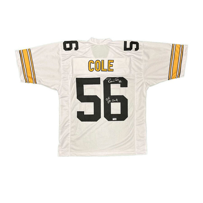 Robin Cole Signed Custom White Football Jersey with 2X SB Champs