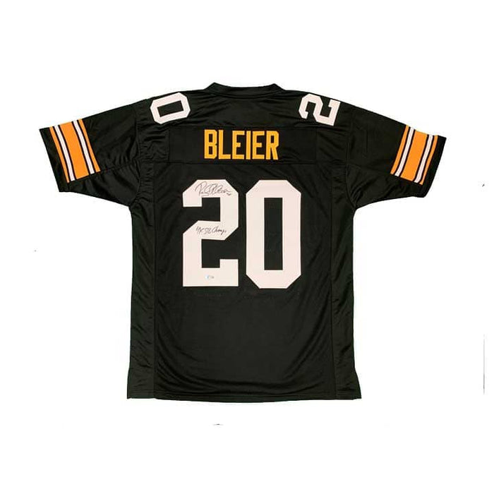 Rocky Bleier Autographed Black Custom Jersey With 4X Sb Champs