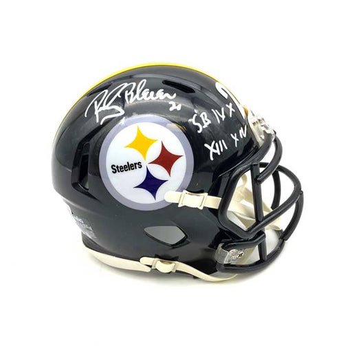 Rocky Bleier Autographed Pittsburgh Steelers Black Speed Mini Helmet Inscribed "SB IX, X, XIII, XIV"