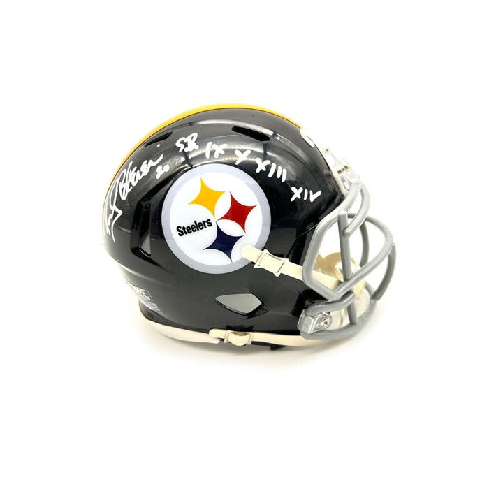 Rocky Bleier Autographed Pittsburgh Steelers Black Throwback Speed Mini Helmet with "SB IX X XIII XIV"