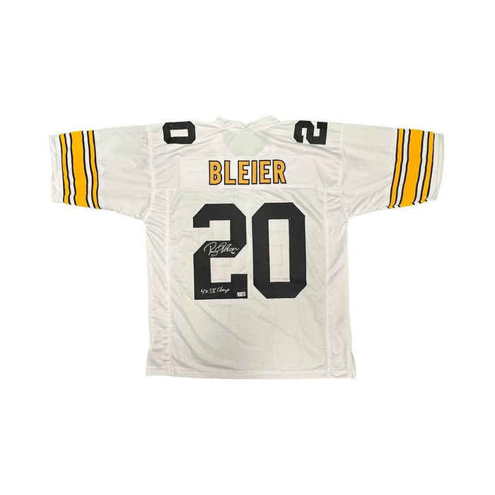Rocky Bleier Autographed White Custom Jersey with "4X SB Champs"