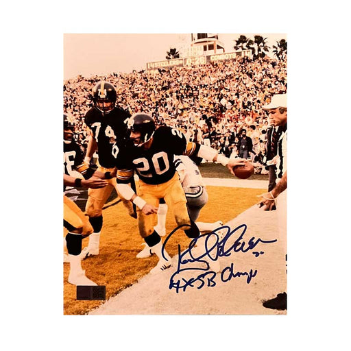 Rocky Bleier Signed Handing Ball to Ref After TD 8x10 Photo with "4X SB Champs"