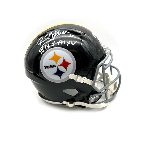 Rocky Bleier Signed Pittsburgh Steelers Black Full Size Replica TB Speed Helmet with "SB IX, X, XIII, XIV"