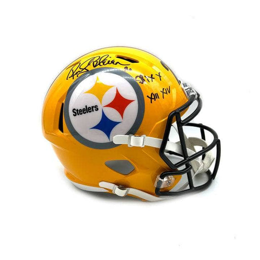 Rocky Bleier Signed Pittsburgh Steelers Full Size Replica 75th Anniversary Speed Helmet with IX, X, XIII, XIV