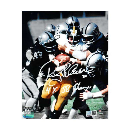 Rocky Bleier Signed Vs. Raiders 8x10 Photo with "4X SB Champs"