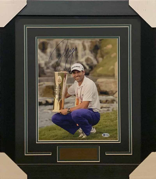 Sergio Garc√≠a Signed Posing with Trophy 11x14 Photo - Professionally Framed