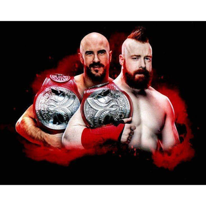 Sheamus And Cesaro With Belts Red Explosion Unsigned 8X10 Photo