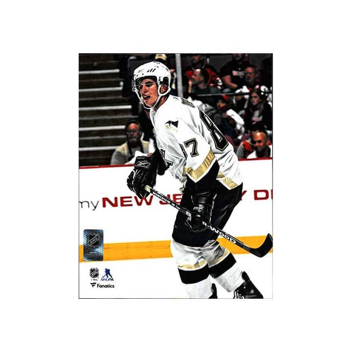 Sidney Crosby Holding Stick in White Unsigned 8x10 Photo