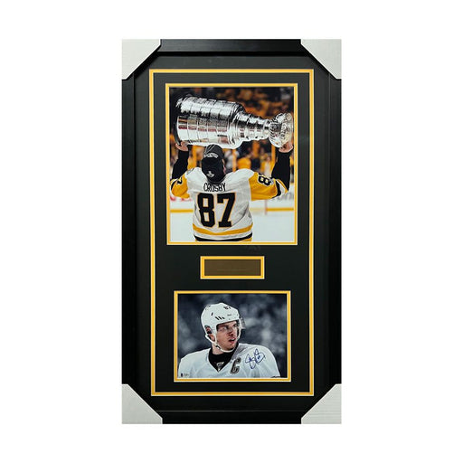 Sidney Crosby Signed Close-Up 8x10 Photo with Raising Cup in White 11x14 Photo - Professionally Framed