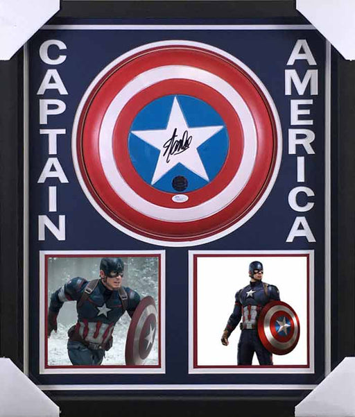 Stan Lee Signed Captain America Shield Shadowboxed (Chris Evans)