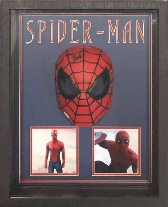 Stan Lee Signed Spiderman Mask With Avenger Photos Shadowboxed