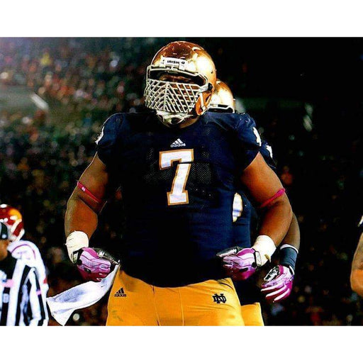 Stephon Tuitt Nd Navy With Crazy Facemask Unsigned 8X10 Photo