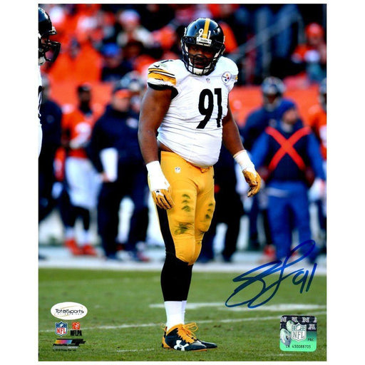 Stephon Tuitt Standing in White Jers. Signed 8x10