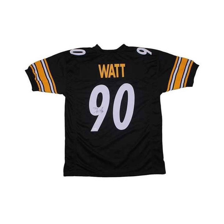 TJ Watt Signed Black Custom Football Jersey —