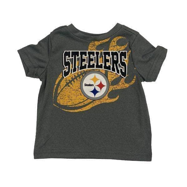 Toddler Pittsburgh Steelers Gold Football Flame Grey Graphic T-Shirt 18M