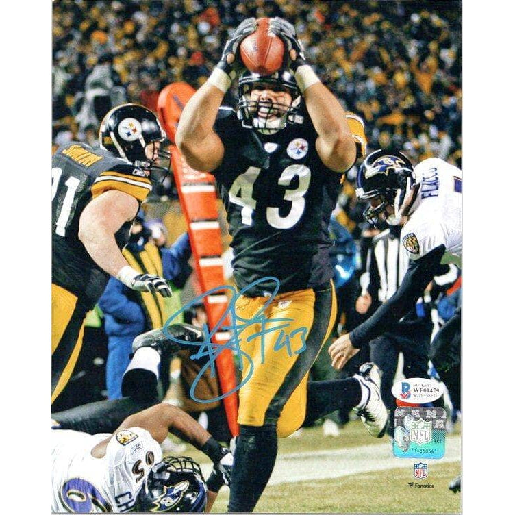 Troy Polamalu Signed Fingertip Interception 8x10 Photo