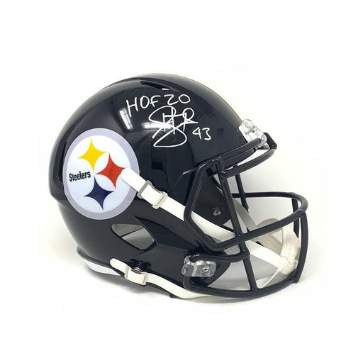 Troy Polamalu Signed Pittsburgh Steelers Black Full Size Replica Speed Helmet with HOF 20