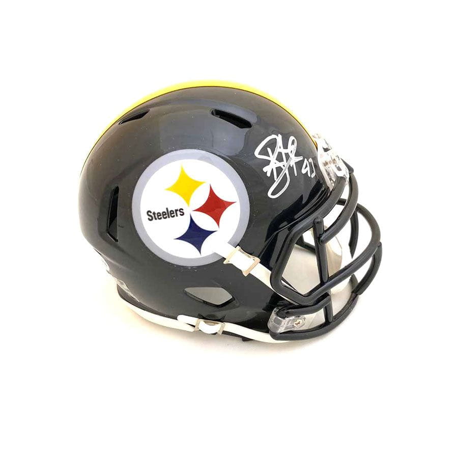 cheap minature pittsburg steelers football helmets Troy Polamalu Signed Pittsburgh Steelers Black Speed Mini Helmet