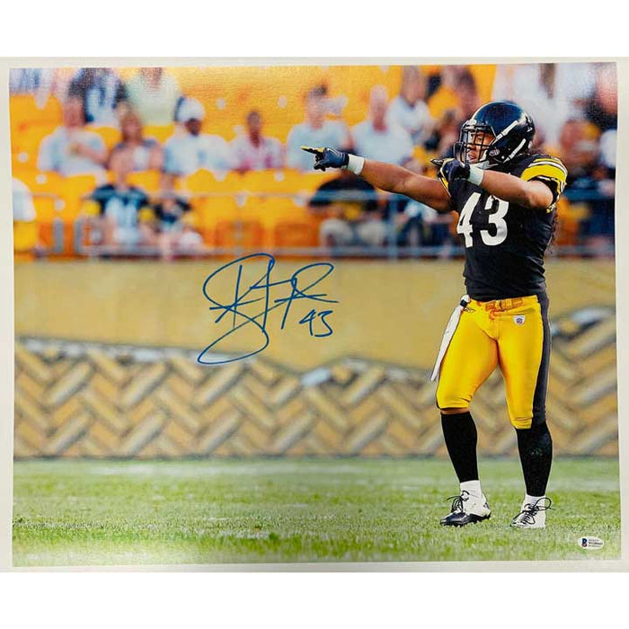 Troy Polamalu Signed Pointing (Color) Canvas