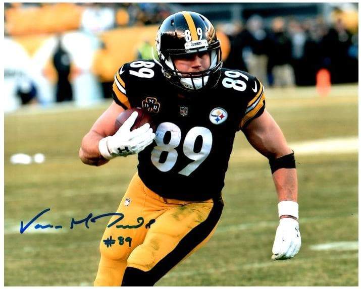 Signed STEELERS Photos Vance McDonald Signed Running with Ball 8x10 Photo